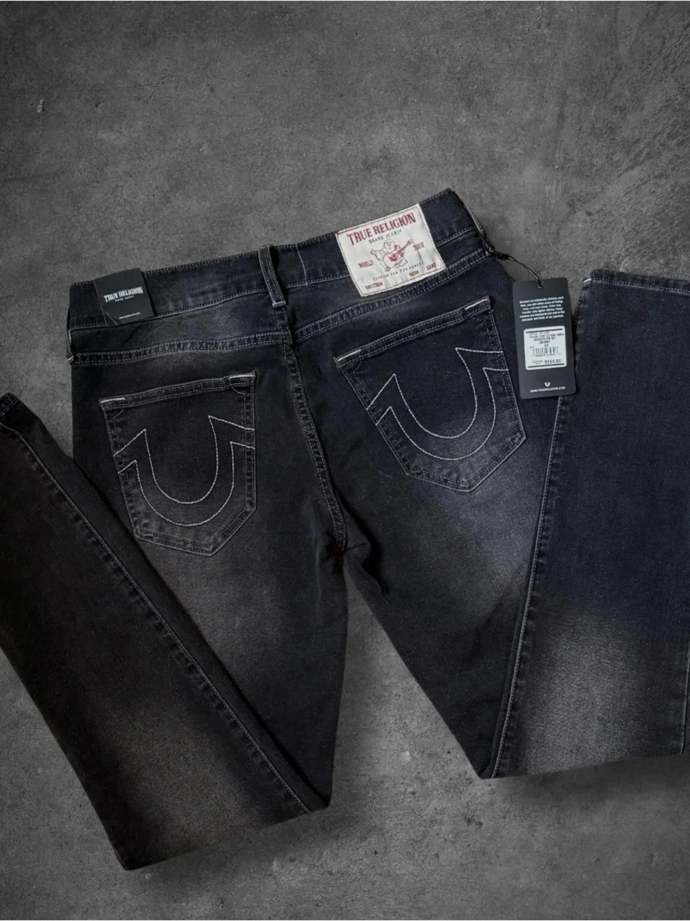 True Religion Men’s Black-Wash Jeans with logo on back pockets - NWT